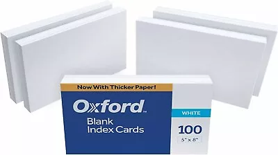 Oxford Index Cards White Color Blank Notes 5  X 8  5 Packs Of 100 Paper Box NEW • $34.95