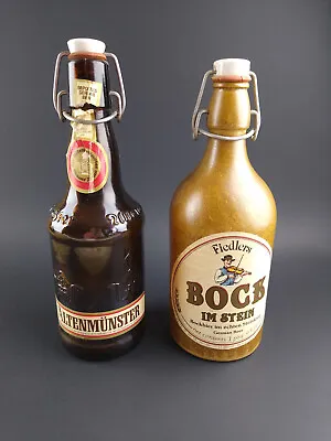 2  Beer Bottles W Stoppers Altenmunster And Fiedlers Bock Im Stein Vintage 1970s • $19.99