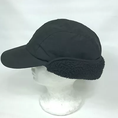 Eddie Bauer Black Insulated Trapper Sherpa Fleece Ear Flaps Fitted Cap Hat L/XL • $14.99