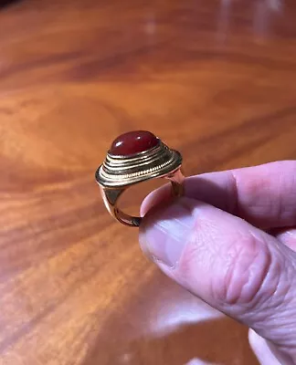 Metropolitan Museum Of Art Reproduction Hellenistic Gilt Silver Carnelian Ring • $275