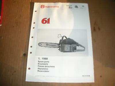 Husqvarna 61 #4 Chainsaw1988 Parts Listvintage Chainsaw D2 • $14.20