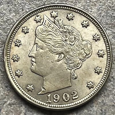 1902 Liberty V Nickel AU Details With Reverse Damage • $39.99