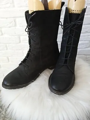 Piola Vera Gomma Black Leather Knee High Boots EU 40 • $55