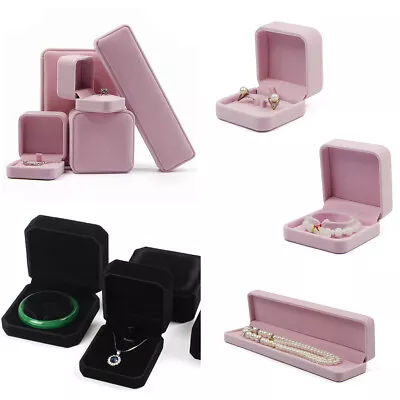 $7.99 • Buy VELVET JEWELLERY BOX RING NECKLACE EARRINGS BRACELET GIFT BOX Hot BLACK PINK