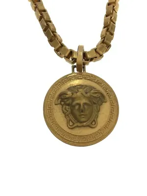 Versace Medusa Gold Tone Metal Top Wide Chain Necklace Pendant With Original Box • $452.99