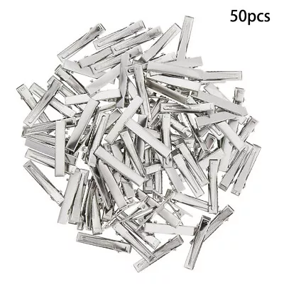 Pack Of 50 Alligator Hair Clips 40mm Silver Clamps DIY Girls Women Beauty Tool • £3.17
