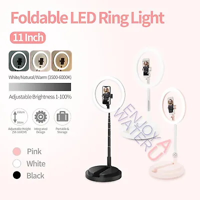 11  Dimmable LED Ring Light Selfie Stream Photos Makeup Lamp Stand Phone Holder • $32.24