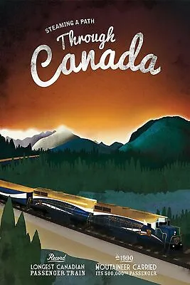 Canada Rocky Mountains Steam Train Travel Metal Plaque Sign Railway Garage • £3.93