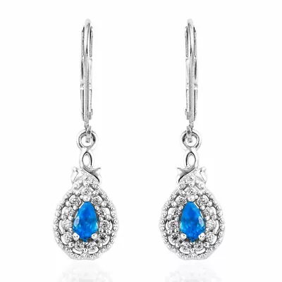 Neon Apatite Lever Back Earrings In Platinum Over Sterling Silver 0.81 Ctw • $129