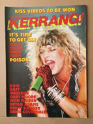 KERRANG MAGAZINE No 144 APRIL 16-29 - POISON WARLOCK GARY MOORE IRON MAIDEN • £1.50