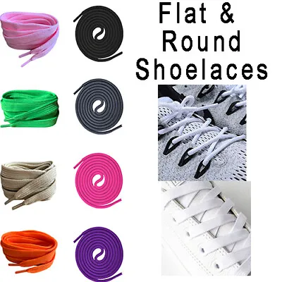 Flat Round Long Coloured Shoe Laces For Football Boots Trainers Hi Tops Converse • £2.99