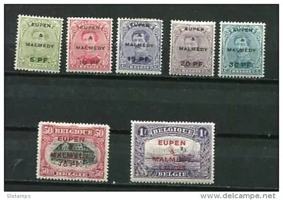 Belgium 1920 Mi 1-7 MH Overprint  EUPEN & MALMEDY  CV 140 Euro • $60