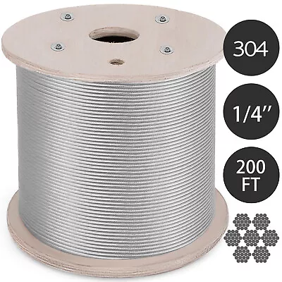 VEVOR T304 3/16  Stainless Steel Cable Wire Rope 7x19 250/500ft Railing Kit • $65.99