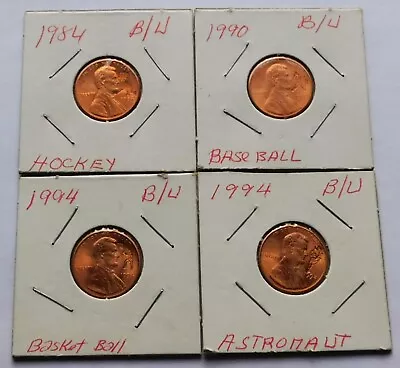 Lot Of 4 Lincoln Pennies Baseball Basketball Football Hockey 4 Sports 1C • $19.99