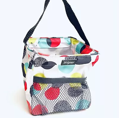 Thirty One Mini Storage Bin Tote Dots Caddy W/Handle & Mesh Pocket 6 H • $8.24