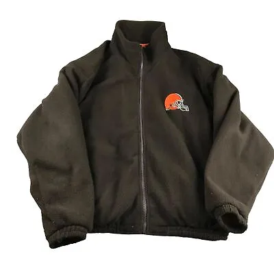 VTG Cleveland Browns Jacket Men Large Brown Orange Nylon NFL Full Zip Reversible • $62.85