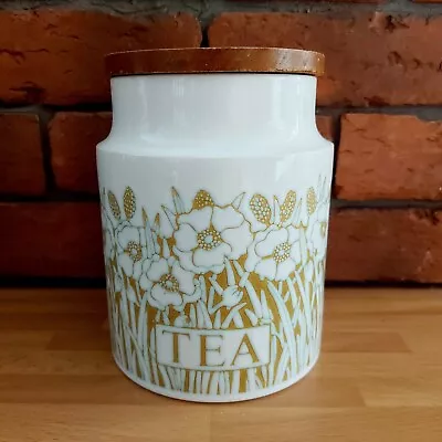 Hornsea Fleur Tea Storage Jar With Wooden Lid 1977 Vintage Kitchenalia • £11.50