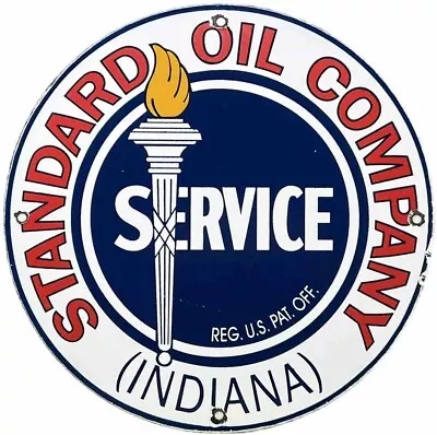 Vintage Standard Gasoline Porcelain Sign Moto Oil Gas Station Pump Plate Indiana • $116.38