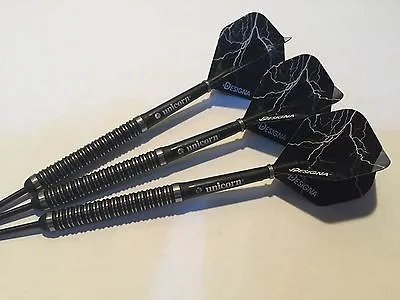 20g Black Thunder 90% Tungsten Darts SetUnicorn Gripper StemsLightning Flights • £26.95