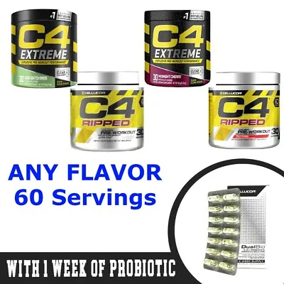 Cellucor C4 Ripped 60 Or C4 Extreme 60 Pre WORKOUT Minor Clump & FREE PROBIOTIC! • $29.99