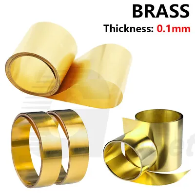 Brass Metal Sheets Foil Plate Strip Band Roll Thickness 0.1mm H62 Various Sizes • $3.59