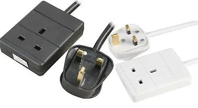 1 Way Gang Way 0.5 - 3 Metre Mains Extension Lead Cable Plug Socket BS Approve • £8.45