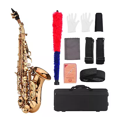 Bb Soprano Saxophone Brass Gold Lacquered Bb Sax With Sax Strap Y2Y7 • $340.04