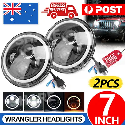 Pair 7inch LED Headlights Projector Hi/Lo Beam DRL Light For Jeep Wrangler JK GQ • $42.85