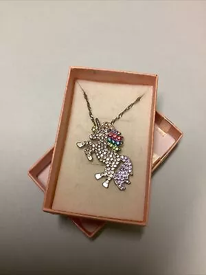 Sparkle Jewelled Multicolour Unicorn Necklace Pendant • £3.50