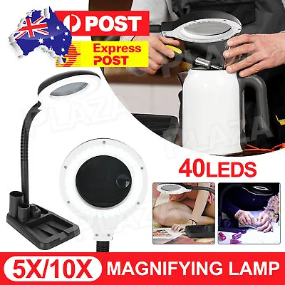 Magnifying Glass With LED Light 5/10X Magnifier Crafts Reading Desk Stand Lamp • $19.95