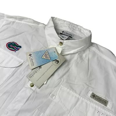 NEW Florida Gators UF X Columbia Bonehead S/S Button Fishing Shirt White • 2XL • $27.99