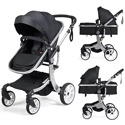 2-In-1 High Landscape Baby Stroller Reversible Bassinet Reclining Stroller Fol • $234.99