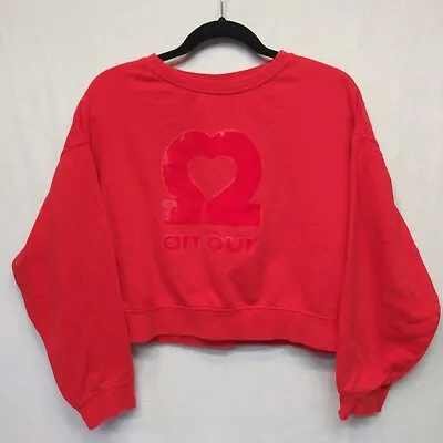 H&M Women's Cropped Amour Red Sweatshirt Size XS • $17.99