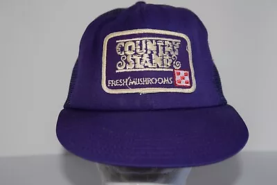 Vintage COUNTRY STAND Fresh Mushrooms Snapback Trucker Hat Mesh Patch Farmer USA • $12.71