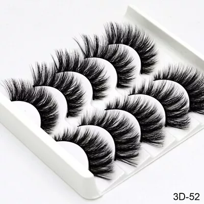 5Pair 3D Mink False Eyelashes Wispy Cross Long Thick Soft Fake Eye Lashes  UK • £3.79