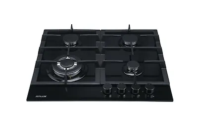 MILLAR GH6041TB 4 Burner Built-in 60cm Black Gas Glass Hob Wok Burner • £212.98