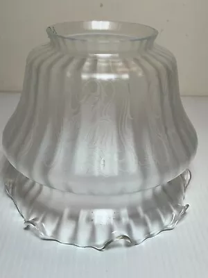 Made In France Ruffled Etched Floral Vianne Glass Lamp Shade Sconce 7  Tall • $42.49