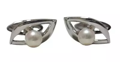 Authentic Mikimoto Pearl Cufflinks Pearl 2.95in Silver Men's Accessories • $94.40