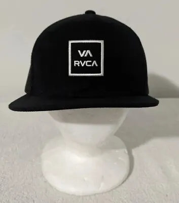 VA RVCA Mesh Trucker Hat Mens One Size Black Adjustable Cap Snapback Logo • $14.99