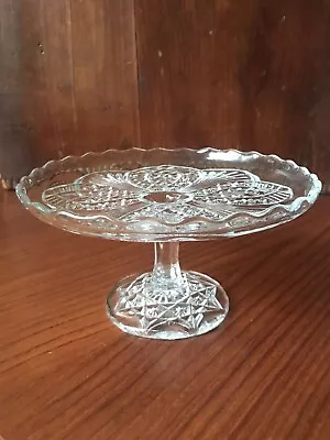 Vintage Clear Glass Miniature Cake Stand Cupcake Stand With Pedestal • $38