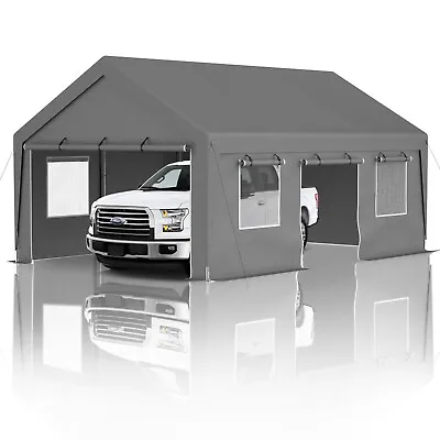 13'x20' Heavy Duty Carport Steel Canopy Tent Garage Shed With Sidewall & Doors • $319.05