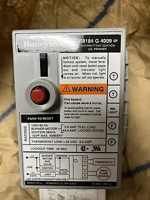 NEW OEM HONEYWELL R8184G-4009 Protectorelay Oil Burner Control 45 Second • $124.95