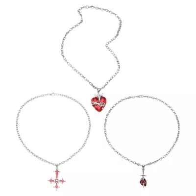 Vintage Christian Necklace Enamel Gothic Heart Charm Collarbone Chain • £5.56