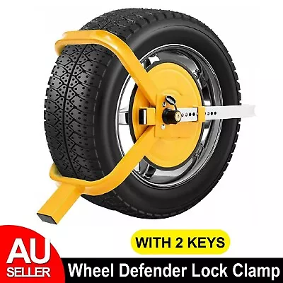 Wheel Defender Lock Clamp Car Caravan Trailer Security Keys Heavy Duty 13''-15'' • $45.99