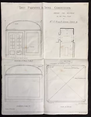 Dering St. London - Original C.1922 Architects Ink Drawing For A Vestibule • £85