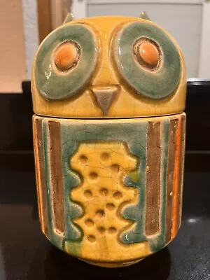 OWL Canister Cookie Jar Retro Kitschy Ceramic Granny Core Unkown Maker • $23
