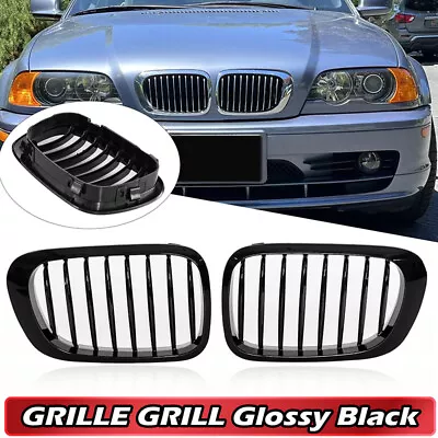 Front Kidney Grill Grille Gloss Black FOR 1999-2002 BMW E46 M3 328i 325Ci 330Ci • $32.99