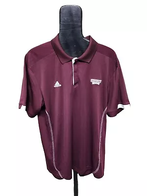 Adidas Men's Size XL Maroon Mississippi State Bulldogs Short Sleeve Polo Shirt • $24.99