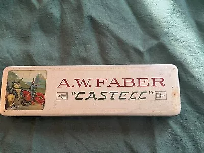 Antique A.W.Faber Castell Metal Tin Made In Bavaria Pencil Box W/Graphics Rare • $5