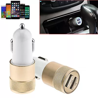 Universal Car Charger Fast USB Dual Port Plug Cigarette Lighter Socket LG Huawei • £0.99